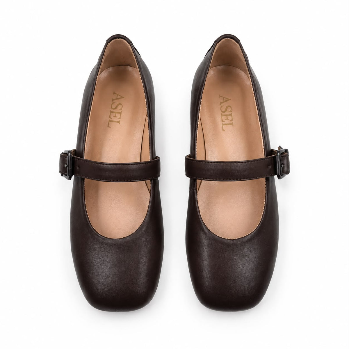 Mary : Ballerines Femme - Cuir Marron